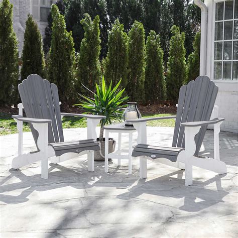 Vineyard <strong>3-Piece Adirondack Set</strong> in Slate Gray. . Leisure line classic woodlook adirondack 3piece set by tangent